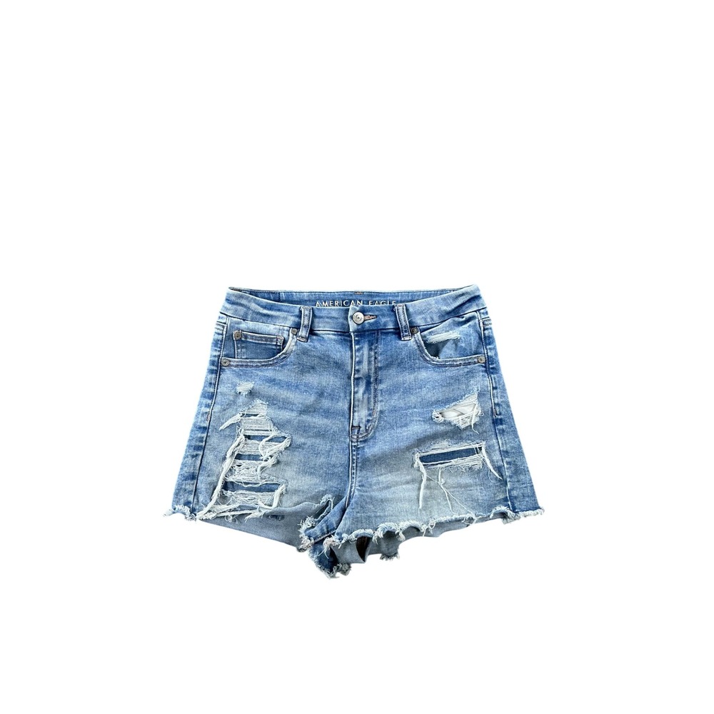 American Eagle Next Level Stretch Distressed Denim Shorts Light Wash Size 4